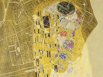 Kaart van Volendam met de Kus van Gustav Klimt van Map Art Studio