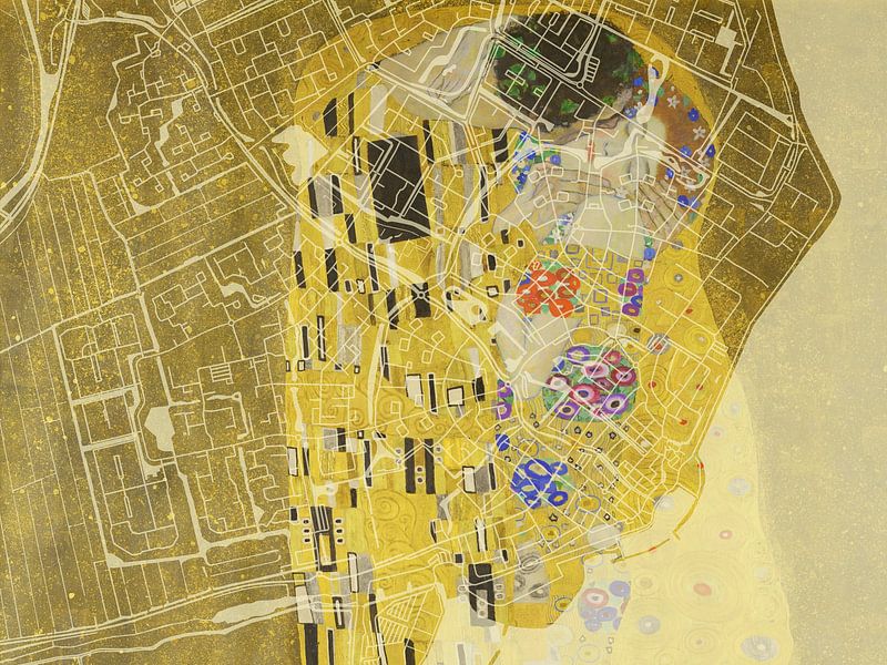 Map of Volendam with the Kiss by Gustav Klimt by De Kaartenwinkel