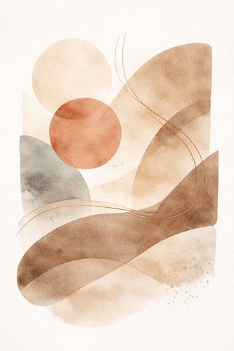 Décoration murale minimaliste aux formes abstraites représentant le soleil