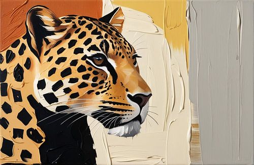 Modern abstract luipaard schilderij