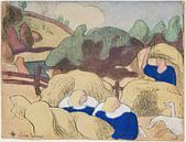 Emile Bernard - Vrouwen bouwen hooibergen (1889) van Peter Balan thumbnail