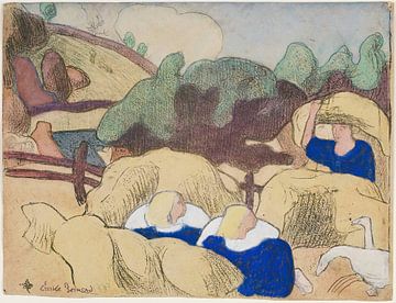 Emile Bernard - Women Build Haystacks (1889) by Peter Balan