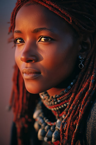 Style Kodachrome : une jeune fille Himba dans la lumière chaude du soir