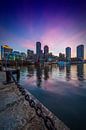 BOSTON Fan Pier Park En de Skyline van Boston bij zonsondergang van Melanie Viola thumbnail
