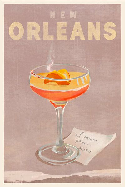 New Orleans Cocktail Travel Poster by The Whiskey Ginger