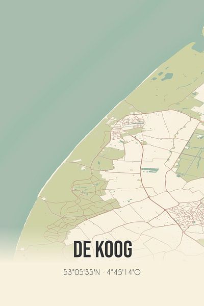 Alte Karte von De Koog (Nordholland) von Ortsdrucke
