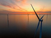 Windturbines in een offshore windpark tijdens zonsondergang van Sjoerd van der Wal Fotografie thumbnail
