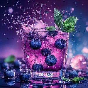 Blueberry and mint water in glass