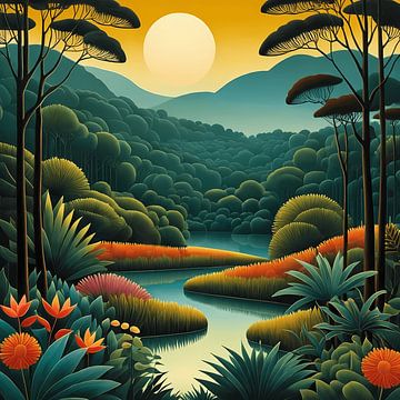 Smaragdgroene rivier Serenity van Artistic