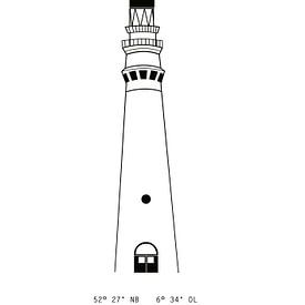 Plakat Leuchtturm Schiermonnikoog Koordinaten | schwarz-weiß von Studio Tosca
