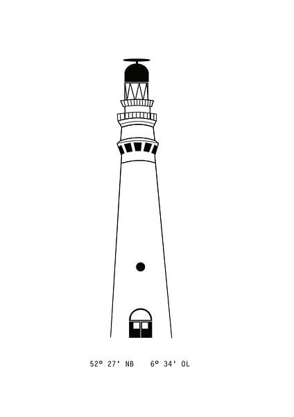 Plakat Leuchtturm Schiermonnikoog Koordinaten | schwarz-weiß von Studio Tosca