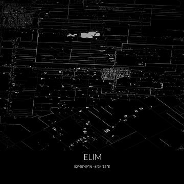Schwarz-weiße Karte von Elim, Drenthe. von Rezona