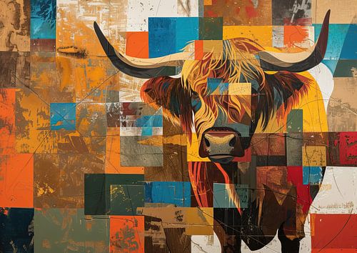 Schottische Highlander abstrakte Malerei
