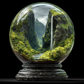 Fjord-Schlucht mit Wasserfall in einer Glaskugel von TheXclusive Art