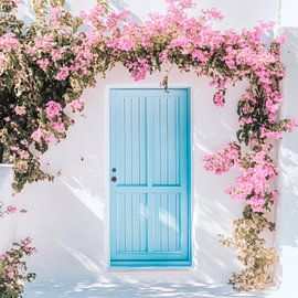 Blue door floral splendour by Poster Art Shop
