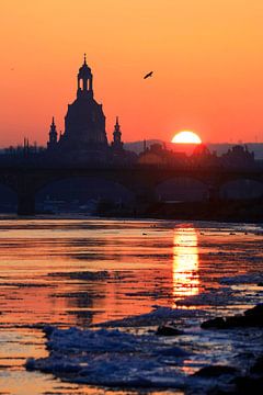 Frauenkirche Dresden, malerischer Winterabend