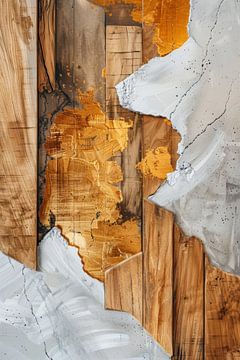 Mix van hout en beton als digitaal schilderij van Digitale Schilderijen
