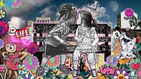 Pop Art Leinwand Wandkunst Bild Kids kissing Streetart Berlin life is beautiful von Julie_Moon_POP_ART Miniaturansicht