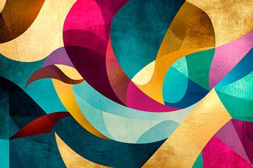 Colourful harmony in the dance of shapes Dynamics of colours - by Poster Art Shop