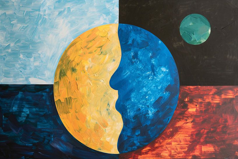 Abstrakte Ansicht von Erde und Mond von Imperial Art House