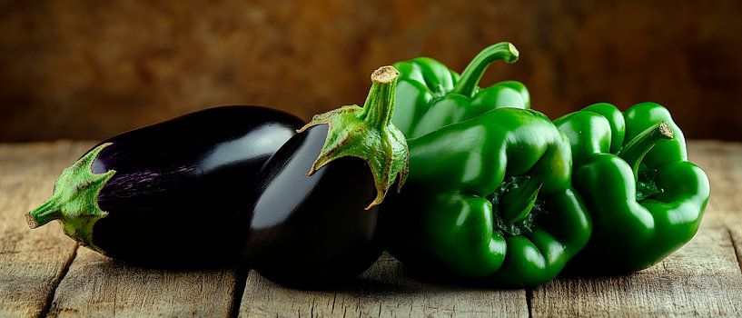 Fresh vegetables on rustic wood by Poster Art Shop