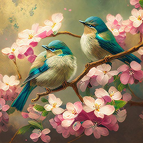 Oiseaux et fleurs de cerisier 3