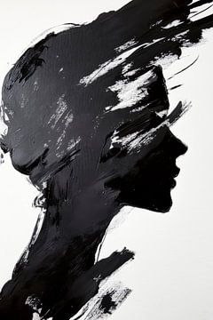 Zwarte contouren van gedachten