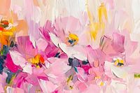 Abstraktes Blumenfeld mit bunten Pinselstrichen