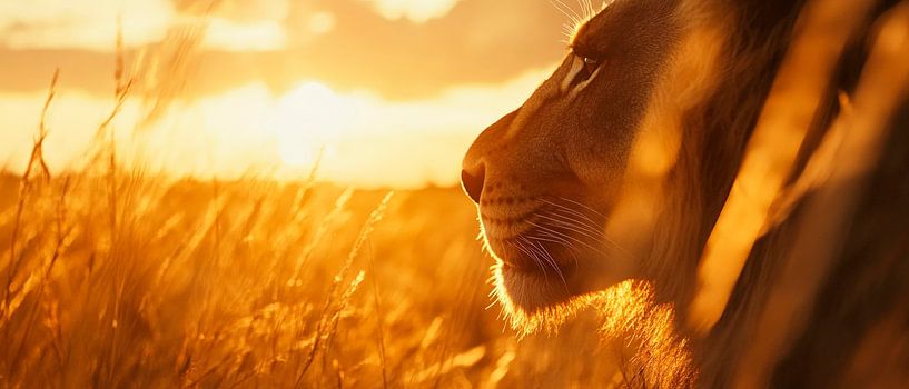 Majestic lion at sunset by Poster Art Shop