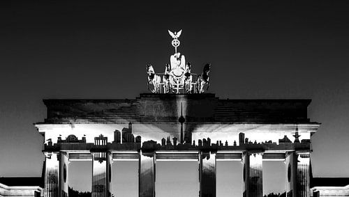 Brandenburg Gate with skyline projection - Berlin in a special light by Frank Herrmann