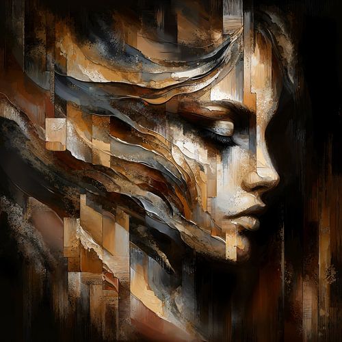 Vrouw Bruin olieverf Abstract