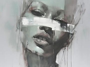 Vrouwengezicht van Abstract Schilderij