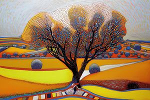 Bunter Baum im pointillistischen Stil