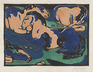 Chevaux au repos, Franz Marc, 1912 sur Atelier Liesjes