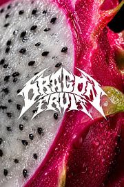 Heavy Metal Typography Poster, Dragon Fruit Wall Art, Brutal Macro Decor by aleesphoria