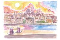 Istanbul Turkey Amazing city view with skyline and tea