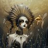 Sunflower Queen and the Goldfish - 2 | Abstract by Karina Brouwer