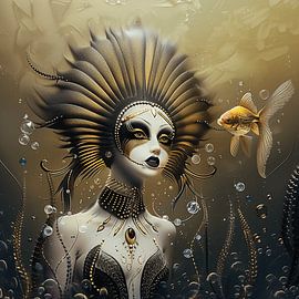 Sunflower Queen and the Goldfish - 2 | Abstract by Karina Brouwer