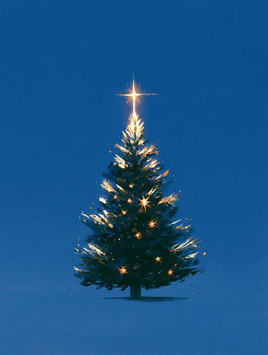 Un sapin de Noël minimaliste la nuit