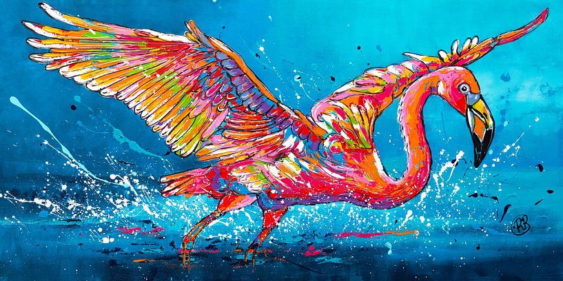 Le saut du flamant rose par Happy Paintings / Renata Rolefes