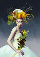 Woman with yellow bird