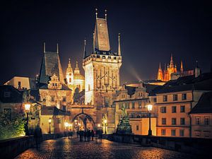 Prague at Night - Charles Bridge van Alexander Voss