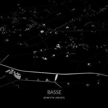 Zwart-witte landkaart van Basse, Overijssel. van Rezona