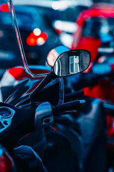 Scooter cinématographique à Trieste, en Italie. Détail d'une Vespa italienne.