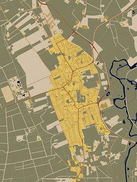 Kaart van Hellendoorn in de stijl van Gustav Klimt van Maporia