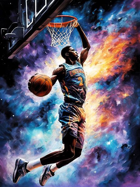 Explosion of Strength: Basketball player on the Heights by Retrotimes