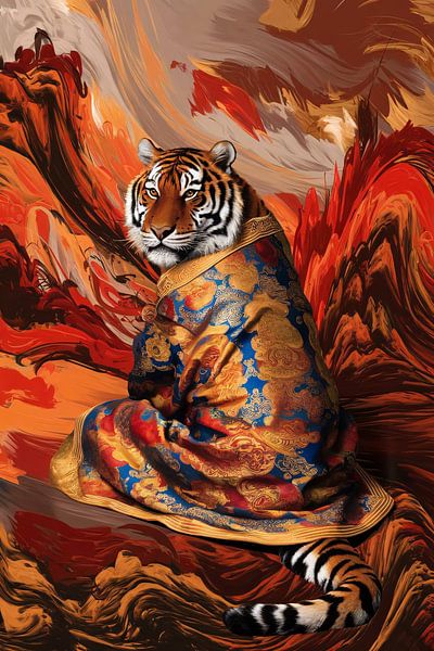 Tiger in asiatischer Kleidung von Imperial Art House