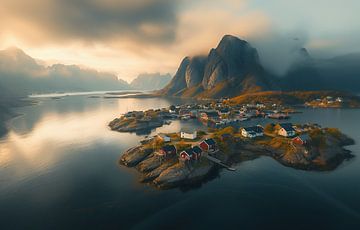 De schoonheid van de Noorse kust in de herfst van fernlichtsicht