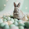 Bunny And Pastel Eggs by treechild .