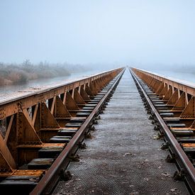 Marsh Pits Eisenbahnbrücke im Nebel von Zwoele Plaatjes